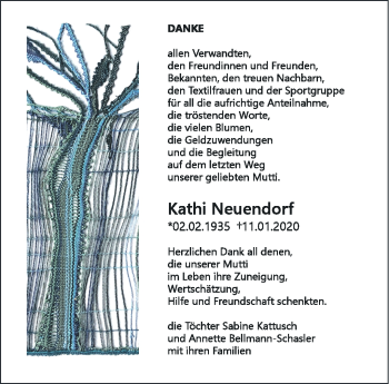 Traueranzeige von Kathi Neuendorf von Südthüringer Presse