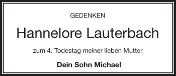 Traueranzeige von Hannelore Lauterbach von Frankenpost