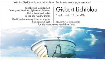Traueranzeige von Gisbert Lichtblau von Frankenpost