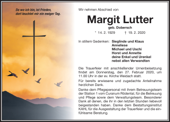 Traueranzeige von Margit Lutter von Neue Presse Coburg