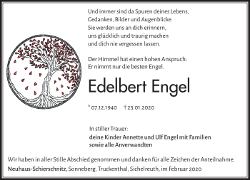Traueranzeige von Edelbert Engel von Südthüringer Presse