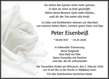 Traueranzeige von Peter Eisenbeiß von Frankenpost
