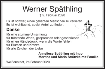 Traueranzeige von Werner Späthling von Frankenpost