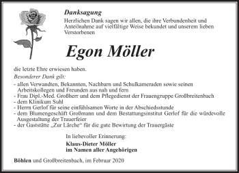 Traueranzeige von Egon Möller von Südthüringer Presse