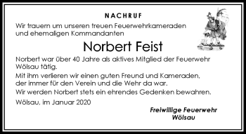 Traueranzeige von Norbert Feist von Frankenpost