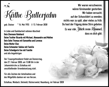 Traueranzeige von Käthe Bullerjahn von Südthüringer Presse