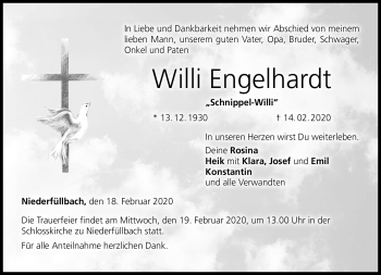 Traueranzeige von Willi Engelhardt von Neue Presse Coburg