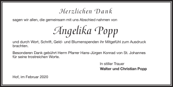 Traueranzeige von Angelika Popp von Frankenpost