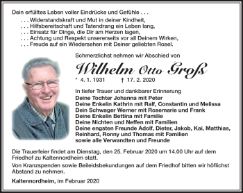 Traueranzeige von Wilhelm Groß von Südthüringer Presse