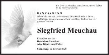 Traueranzeige von Siegfried Meuchau von Südthüringer Presse