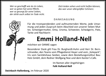 Traueranzeige von Emmi Holland-Nell von Südthüringer Presse