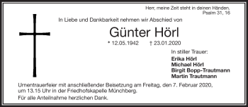 Traueranzeige von Günter Hörl von Frankenpost
