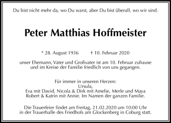 Traueranzeige von Peter Matthias Hoffmeister von Neue Presse Coburg