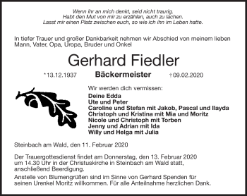 Traueranzeige von Gerhard Fiedler von Neue Presse Coburg
