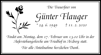 Traueranzeige von Günter Flauger von Frankenpost