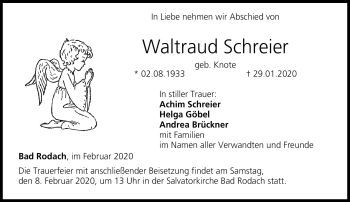 Traueranzeige von Waltraud Schreier von Neue Presse Coburg