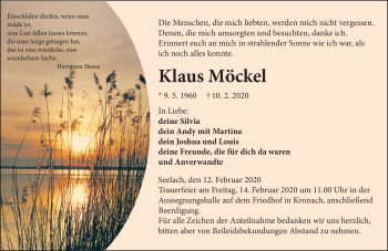 Traueranzeige von Klaus Möckel von Neue Presse Coburg