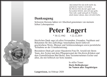 Traueranzeige von Peter Engert von Südthüringer Presse