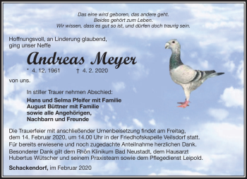 Traueranzeige von Andreas Meyer von Südthüringer Presse