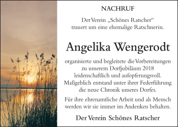 Traueranzeige von Angelika Wengerodt von Südthüringer Presse