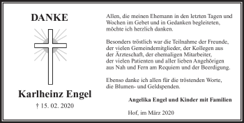 Traueranzeige von Karlheinz Engel von Frankenpost