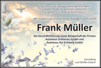 Traueranzeige von Frank Müller von Neue Presse Coburg