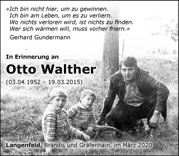 Traueranzeige von Otto Walther von Südthüringer Presse