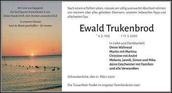 Traueranzeige von Ewald Truckenbrod von Neue Presse Coburg