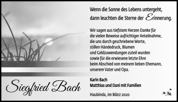 Traueranzeige von Siegfried Bach von Südthüringer Presse