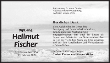 Traueranzeige von Hellmut Fischer von Südthüringer Presse