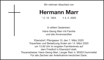 Traueranzeige von Hermann Marr von Neue Presse Coburg