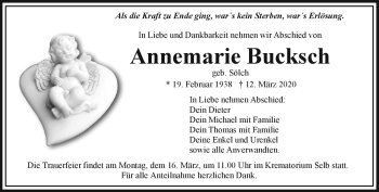 Traueranzeige von Annemarie Bucksch von Frankenpost