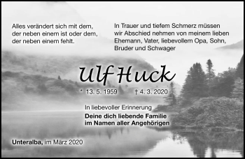 Traueranzeige von Ulf Huck von Südthüringer Presse