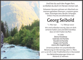 Traueranzeige von Georg Seibold von Frankenpost
