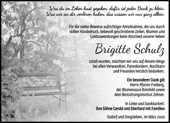 Traueranzeige von Brigitte Schulz von Südthüringer Presse