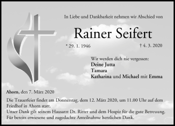 Traueranzeige von Rainer Seifert von Neue Presse Coburg