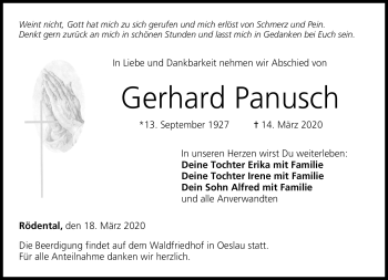 Traueranzeige von Gerhard Panusch von Neue Presse Coburg