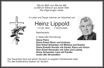 Traueranzeige von Heinz Lippold von Frankenpost