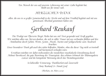 Traueranzeige von Gerhard Reukauf von Südthüringer Presse