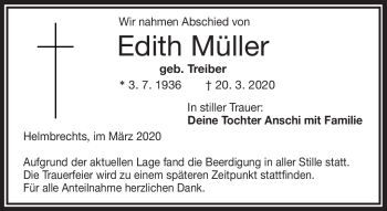 Traueranzeige von Edith Müller von Frankenpost
