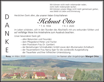 Traueranzeige von Helmut Otto von Südthüringer Presse