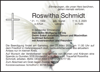 Traueranzeige von Roswitha Schmidt von Neue Presse Coburg