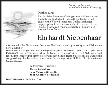 Traueranzeige von Ehrhardt Seibenhaar von Südthüringer Presse