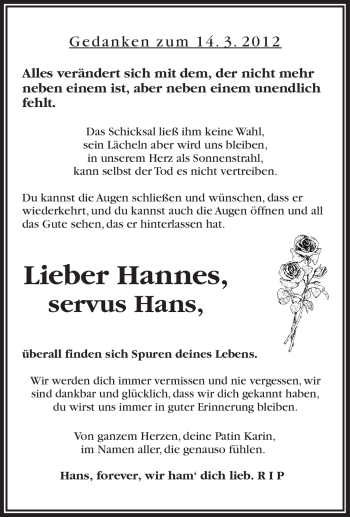 Traueranzeige von Hannes  von Frankenpost