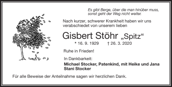 Traueranzeige von Gisbert Stöhr von Frankenpost