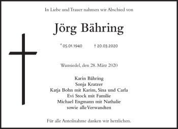 Traueranzeige von Jörg Bähring von Frankenpost