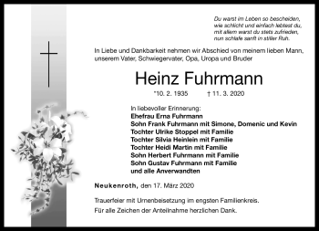 Traueranzeige von Heinz Fuhrmann von Neue Presse Coburg