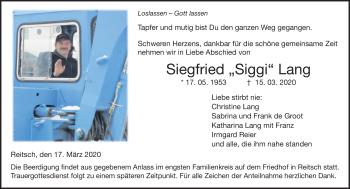 Traueranzeige von Siegfried Lang von Neue Presse Coburg