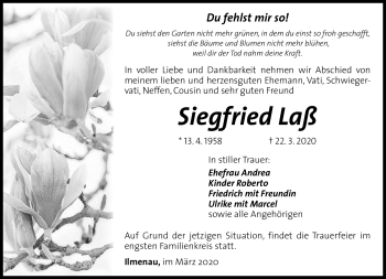 Traueranzeige von Siegfried Laß von Südthüringer Presse