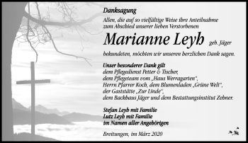 Traueranzeige von Marianne Leyh von Südthüringer Presse
